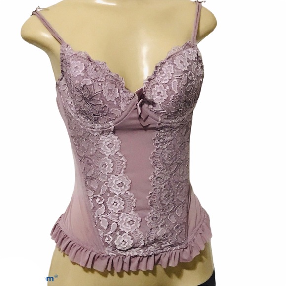 Cabernet Tops - Cabernet mauve purple sexy lace corset lingerie M